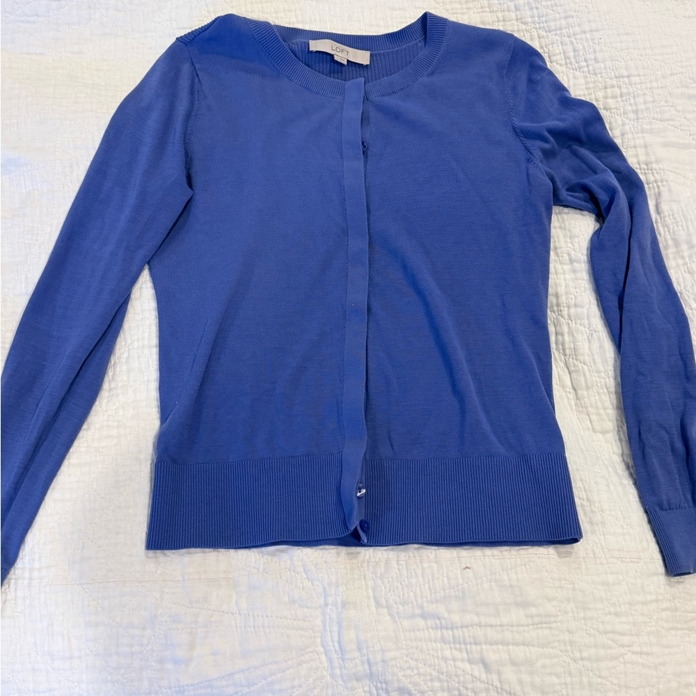 Anne Taylor LOFT button cardigan periwinkle Blue cotton women’s size small